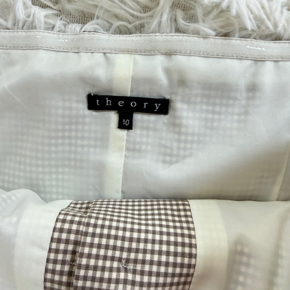 Vintage Theory Strapless Gingham Button Front Dress Brown White Silk Size 10 - Picture 5 of 13
